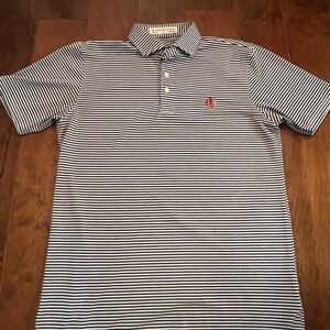 Holderness and Bourne Striped Polo Shirt - Blue and White